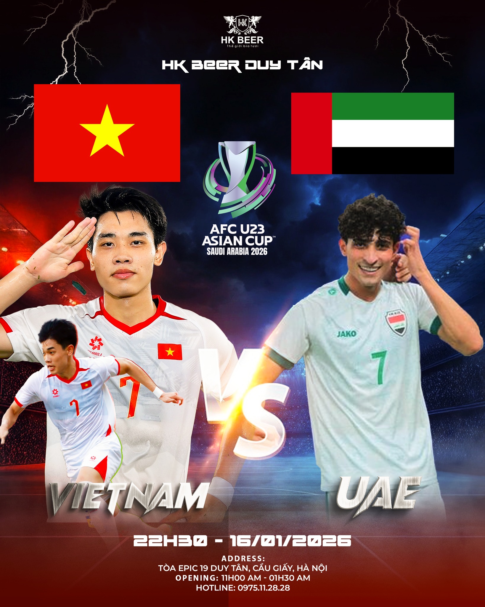 AFC U23 ASIAN CUP 2026: U23 VIỆT NAM VS U23 UAE – ĐẠI CHIẾN NẢY LỬA TRỰC TIẾP TẠI HK BEER DUY TÂN